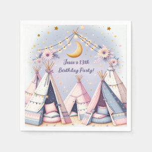 Boho Teepee Girly Sleepover Slumber Party Napkin