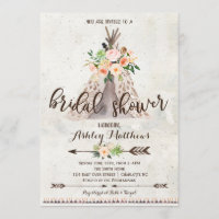 Boho TeePee nuptiale invitation à la douche