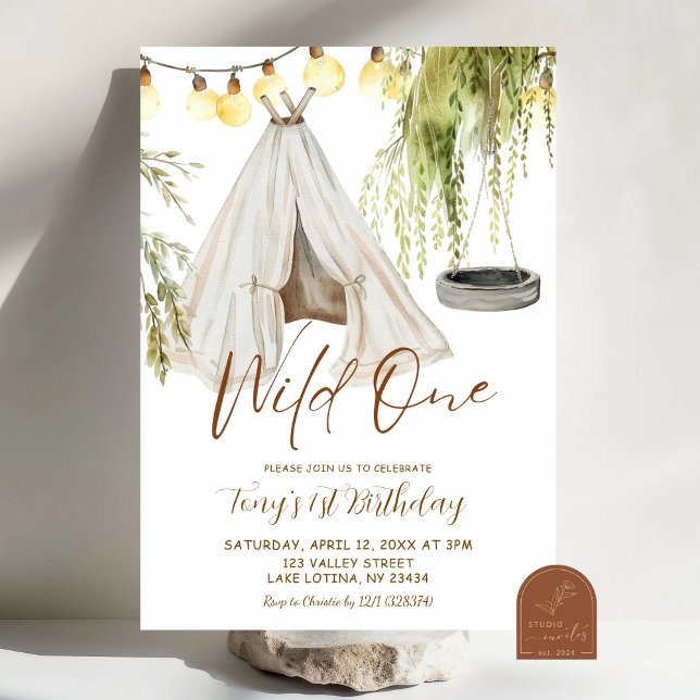  Boho Teepee Wild One Boy First Birthday Invitation (Creator Uploaded)