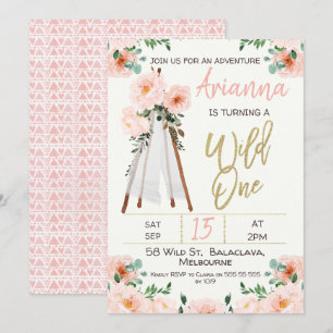 Boho Teepee Wild Un 1er anniversaire Invitation