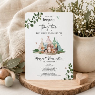 Boho Teepees and Tiny Toes Woodland Baby Shower  Invitation