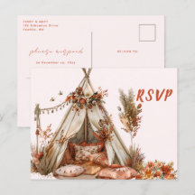 Boho Tent Feathers Wedding RSVP