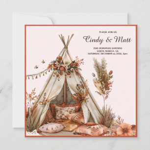 Boho Tent Garden Floral Wedding Invitation