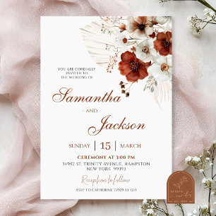 Boho Teracotta Floral Wedding Invitation