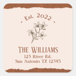 Boho Terra Cotta Return Address  Square Sticker
