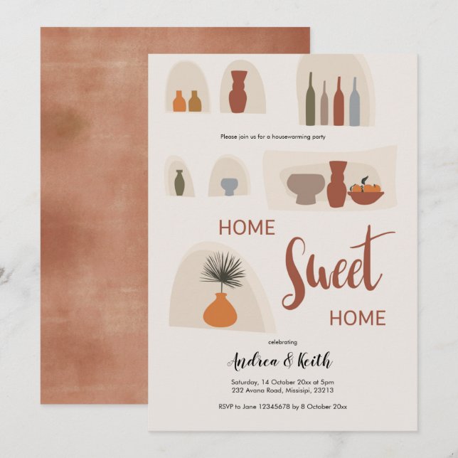 Boho Terracota House Party Invitation (Devant / Derrière)