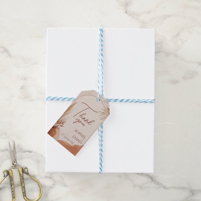 Boho terracota wedding stickers gift tags (With Twine)