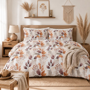 Boho Terracotta and Burgundy Leaves  Pillowcase