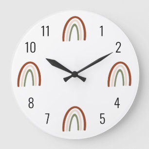 Boho Terracotta Arc-en-ciel Enfants Horloge murale
