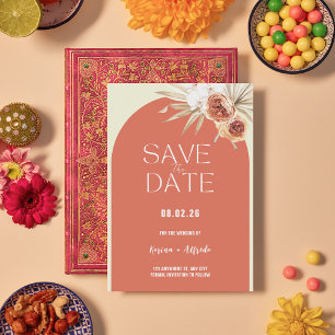 Boho Terracotta Arch Floral Save the Date Template