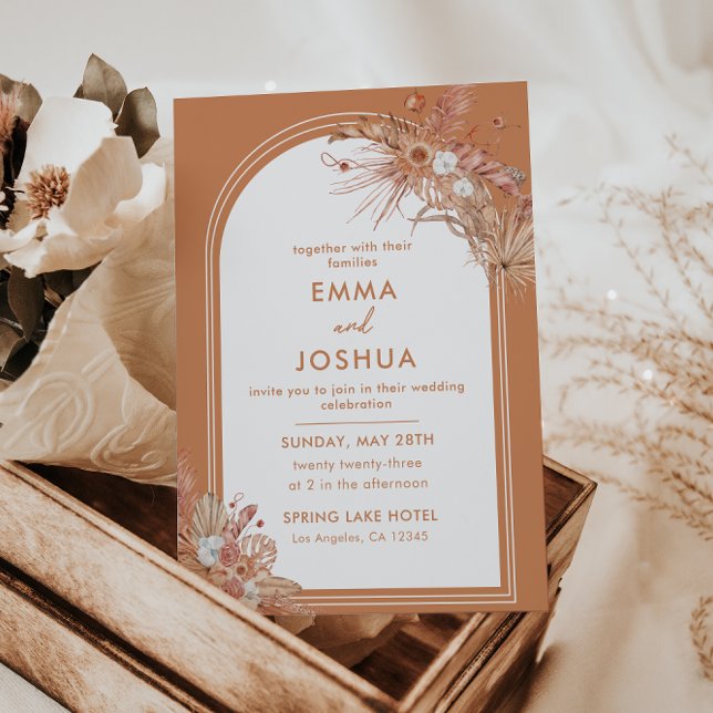 Boho Terracotta Arch Floral Wedding Invitation (Creator Uploaded)