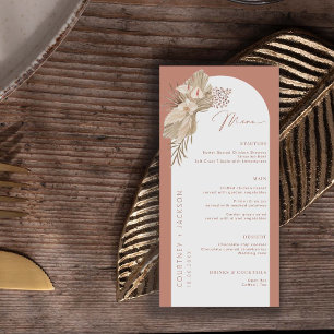 Boho Terracotta Arch Pampas Menu Grass