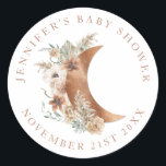 Boho Terracotta Baby Shower Round Favour Label<br><div class="desc">Boho Terracotta Floral Gender Neutral Baby Shower Round Favour Label. Matching items in our store Cava Party Designs.</div>