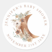 Boho Terracotta Baby Shower Round Favour Label