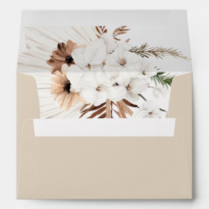 Boho Terracotta Beige Pampas Grass Floral Wedding  Envelope