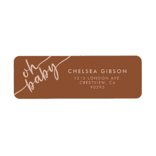 Boho Terracotta & Beige Script Return Address