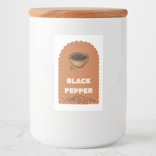 Boho Terracotta Black Pepper Spice Jar Label Stick (Front)