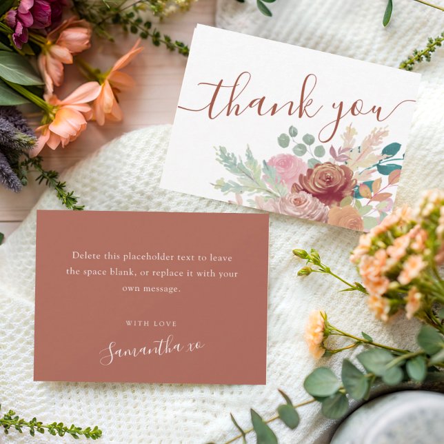 Boho Terracotta & Blush Thank You Bridal Shower  Card (Creator Uploaded)