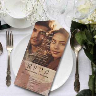 Boho Terracotta Brown Abstract  Minimalist Website All In One Invitation