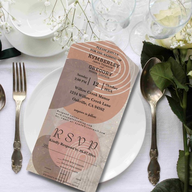 Boho Terracotta Brown Abstract Minimalist Website  All In One Invitation (Creator Uploaded)