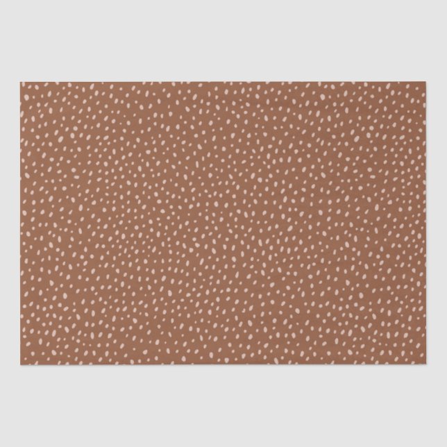 Boho Terracotta Brown & Beige Dots Baby Shower Tissue Paper (Front)