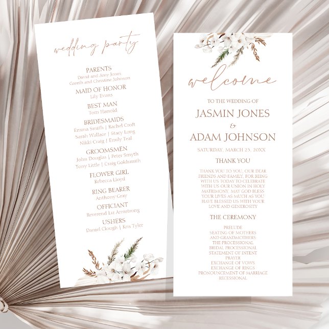 Boho Terracotta Brown Floral Wedding Program (Boho Terracotta Brown Floral Wedding Program)