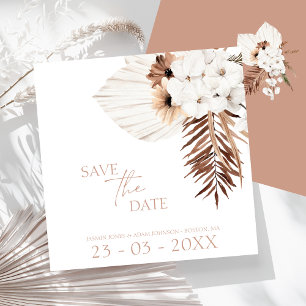 Boho Terracotta Brown Pampas Grass Floral Wedding Save The Date
