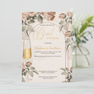 Boho Terracotta Brunch Bubbly Bridal Shower Invitation