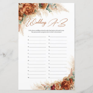 Boho terracotta burgundy pampas grass Wedding A-Z