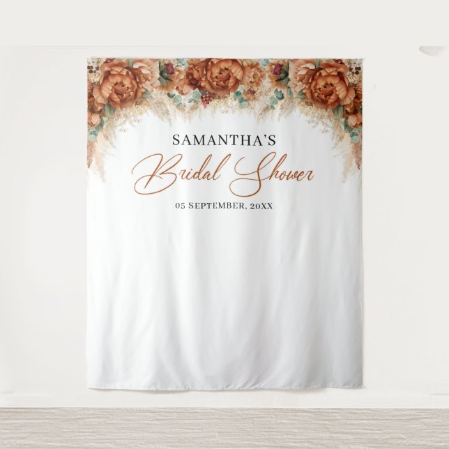 Boho Terracotta burnt orange copper bridal shower Tapestry (Front)