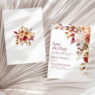 Boho Terracotta Burnt Orange Floral Wedding Save The Date