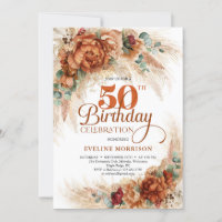 Boho terracotta burnt orange pampas eucalyptus