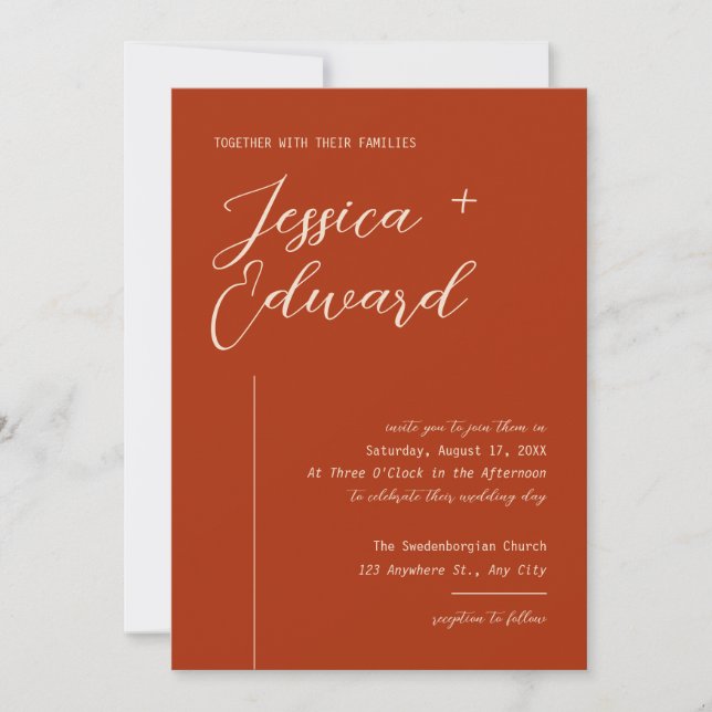 Boho Terracotta Burnt Orange Retro Modern Elegant  Invitation (Front)