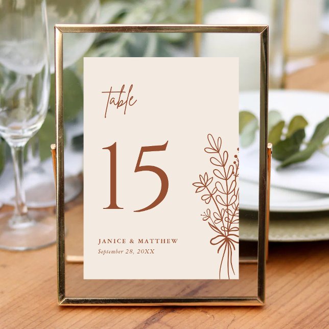 Boho Terracotta Burnt Orange Rustic Wedding Table Number (Creator Uploaded)