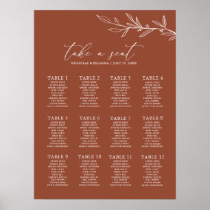 Boho Terracotta Burnt Orange Wedding Seating Chart