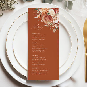 Boho Terracotta Dahlia Rose Elegant Wedding Menu