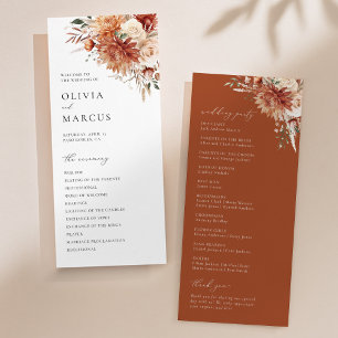 Boho Terracotta Dahlia Rose Wedding Program
