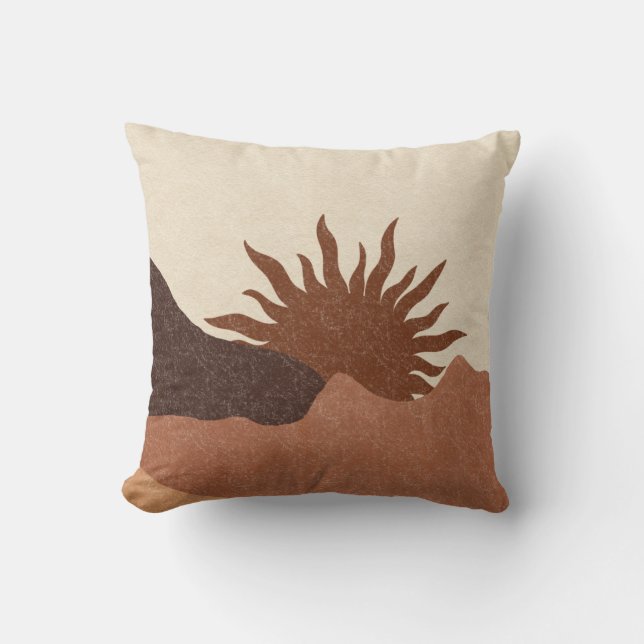 Boho Terracotta Desert Sun  Throw Pillow (Front)