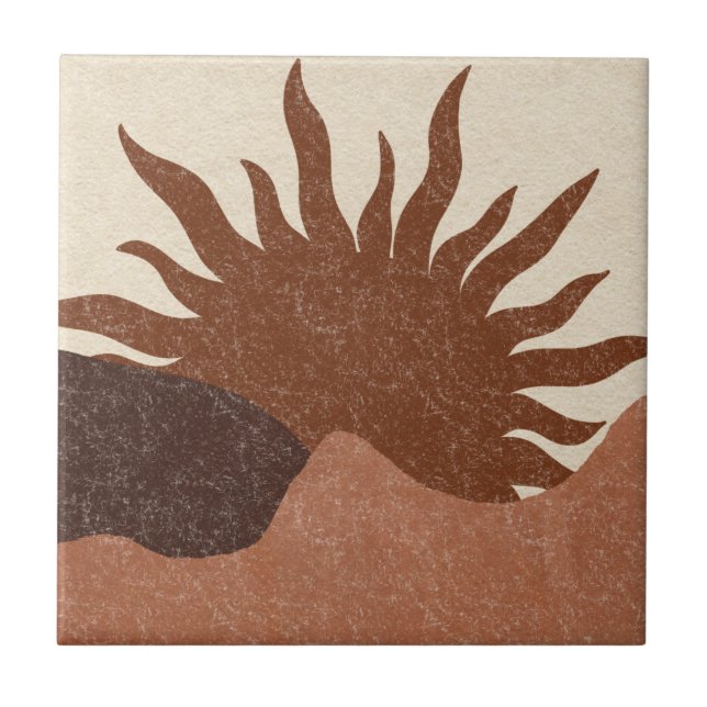 Boho Terracotta Desert Sun Tile (Front)
