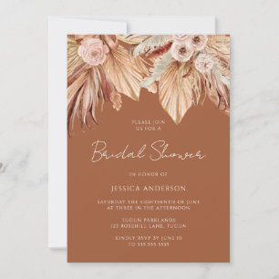 Boho Terracotta Dried Floral Bridal Shower Invitation