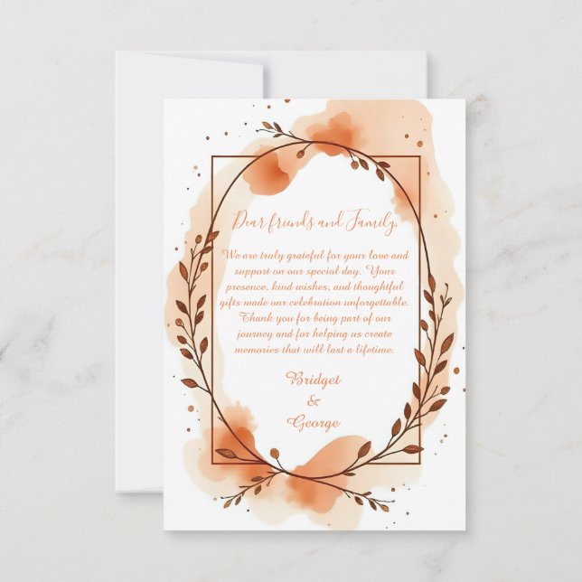 boho terracotta earthy rustic wedding thank you card (Back)