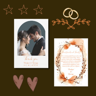 boho terracotta earthy rustic wedding thank you card