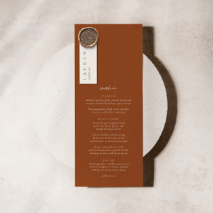 Boho Terracotta Elegant Minimalist Wedding Menu