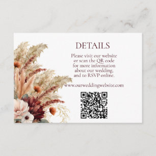 Boho Terracotta Fall Florals Pampas Grass Details Enclosure Card
