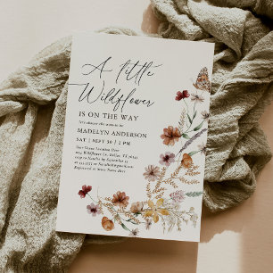 Boho Terracotta Fall Wildflower Baby Shower Invitation