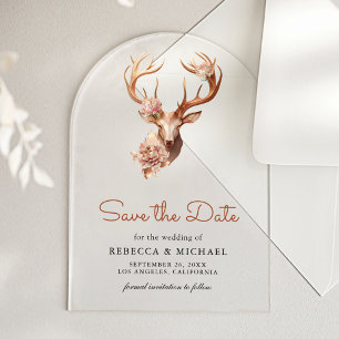 Boho Terracotta Fleurs Cerf Mariage Faire-Part de