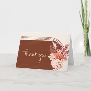Boho Terracotta Floral Arch Baby Shower Thank You Card