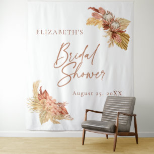 Boho Terracotta floral Bridal Shower Backdrop Tapestry