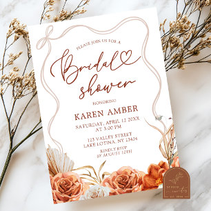 Boho Terracotta Floral Bridal Shower Invitation