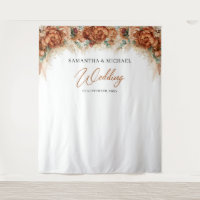 Boho terracotta floral copper pampas grass wedding